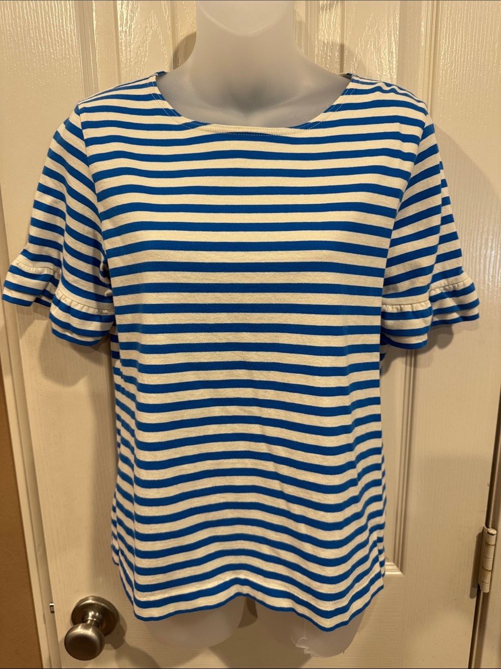 J Crew Royal blue and white cotton top. Sz Small